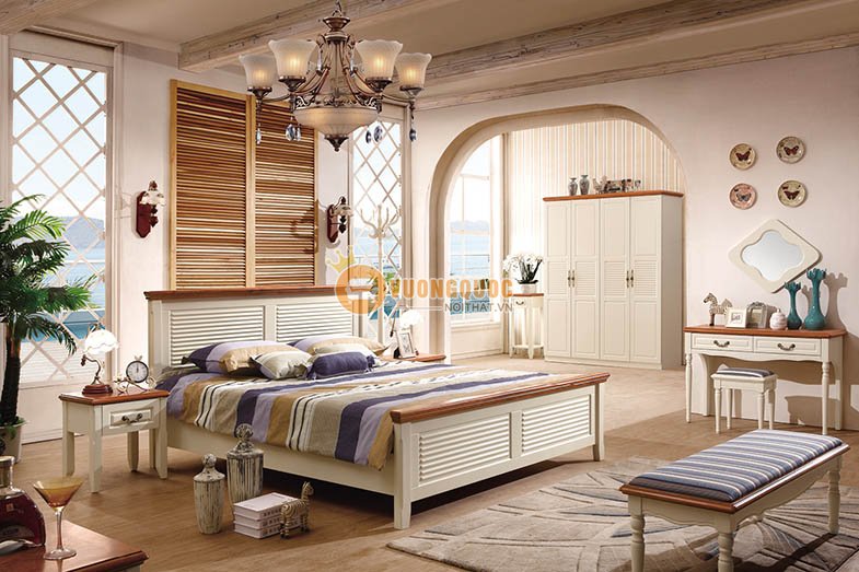 Giường ngủ gỗ công nghiệp kiểu dáng đơn giản CTH7A006G